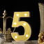 3D Marquee Number "5" Warm White 6 LED Lights Gold - Stylish Light-Up Accent for Events 6"