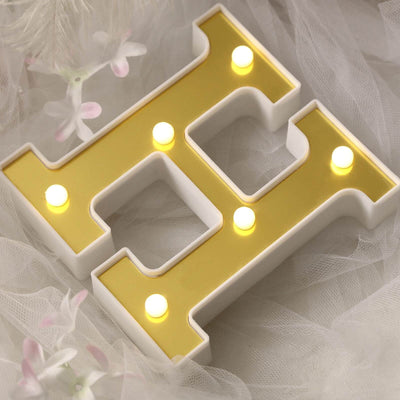 3D Marquee Letter "H" Warm White 6 LED Lights Gold - Chic Light-Up Decor for Events 6"