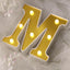 3D Marquee Letter "M" Warm White 7 LED Lights Gold - Chic Light-Up Decor for Events 6"