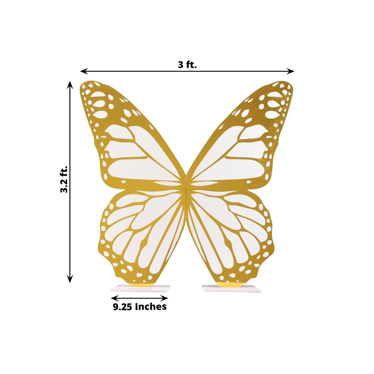 3ft Large Butterfly Party Props Decor, White and Gold Butterfly Foamboard Stand