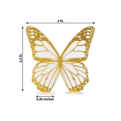 3ft Large Butterfly Party Props Decor White and Gold Butterfly Foamboard Stand - Backdrops