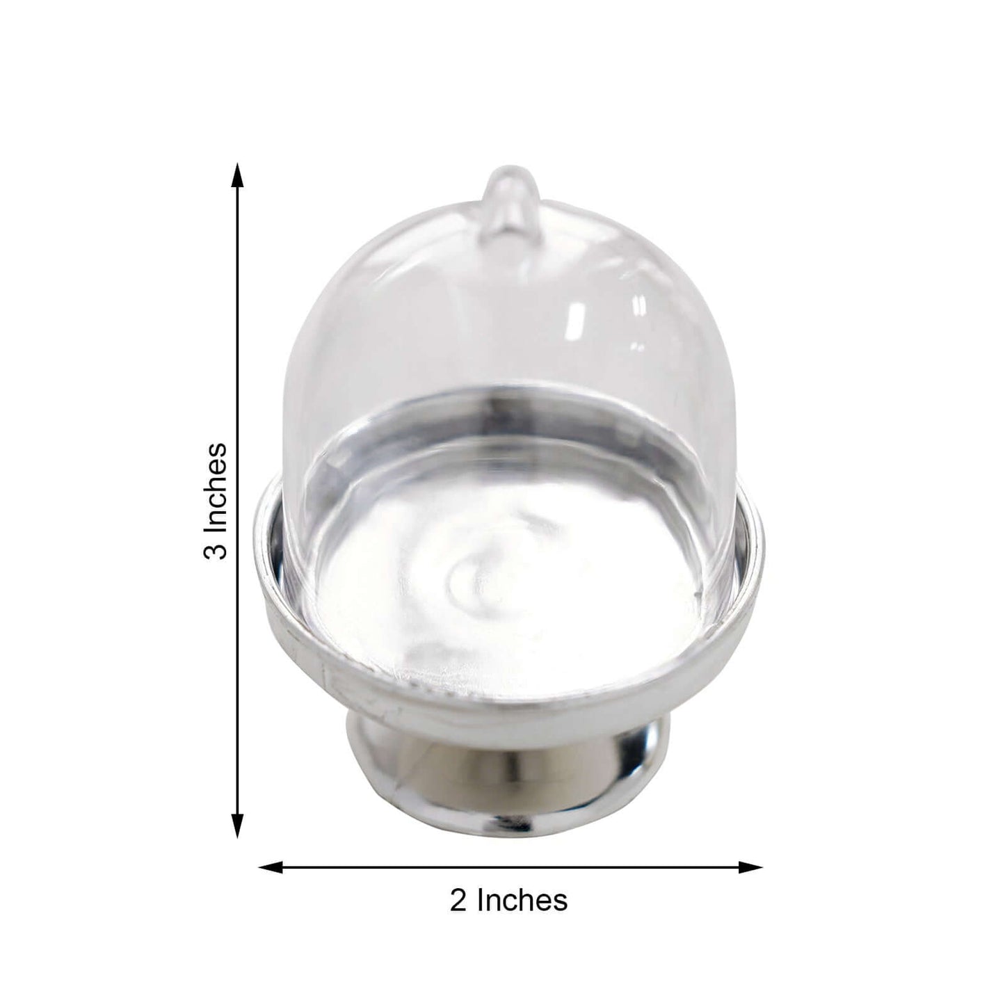 12-Pack Fillable Mini Pedestal Candy Container Clear/Silver - Stylish Candy Treat Favor Containers with Dome Lid 3"