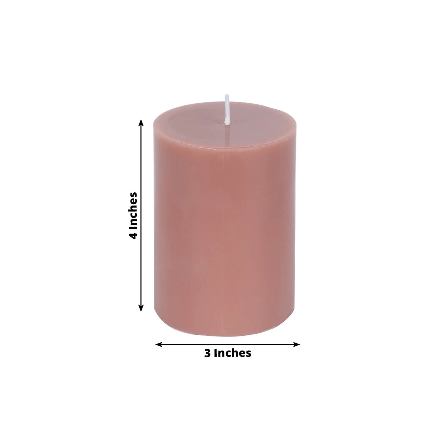 12-Pack 3"x4" Unscented Dripless Pillar Candles â€“ Dusty Rose Long-Burning Wax Candles with Cotton Wicks for Home, Weddings & Event Decor
