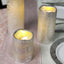 Set of 3 LED Flameless Pillar Candles Remote Operated Metallic Silver - Battery Powered 4", 6", 8"