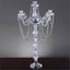 4-Arm Crystal Chandelier Candelabra Silver Metal - Sophisticated Taper Candlestick Holder Table Centerpiece 35"