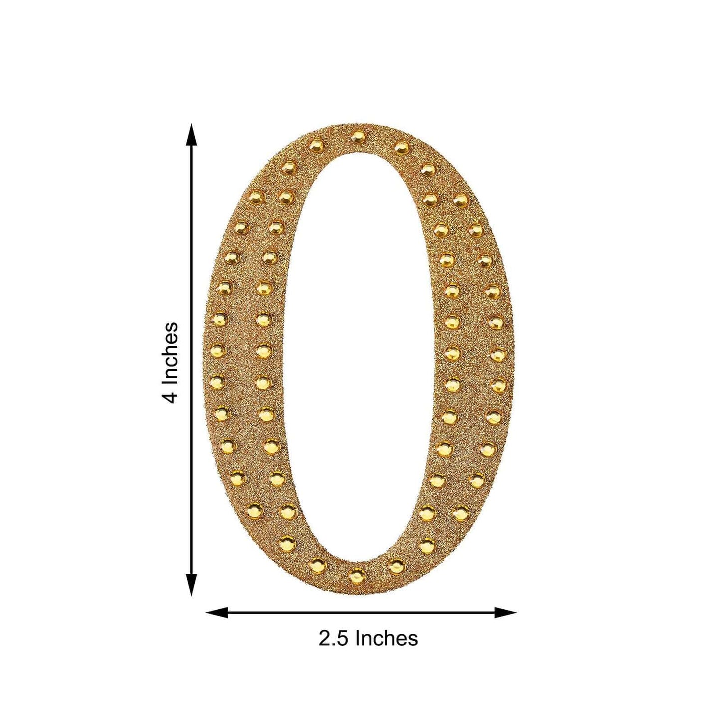 Decorative Rhinestone Alphabet "O" Letter Stickers, Glitter Adhesive Craft Letters Gold DIY Sparkle Embellishments 4"