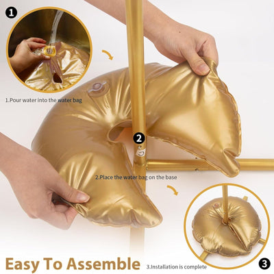 4 Pack 14’’ Metallic Gold Water Bags â€“ Heavy Duty Reusable PVC Fillable Base Weights for Balloon Columns & Arch Stand