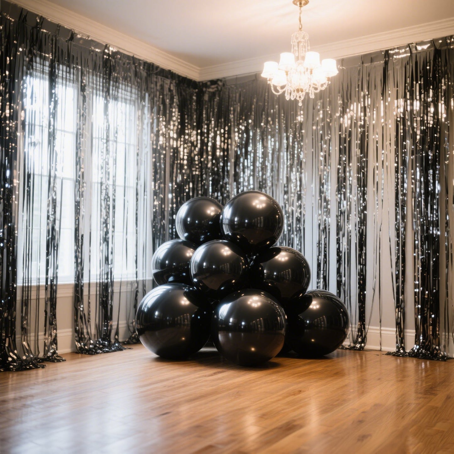 4-Pack 32’’ Metallic Black Sphere Balloons Orbz Mylar Balloons Helium or Air-Filled Party Supplies - Decorations