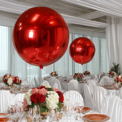 4-Pack 32’’ Metallic Red Sphere Balloons Orbz Mylar Balloons Helium or Air-Filled Party Supplies - Decorations