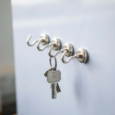 4 Pack 4.5Lb Capacity Silver Metal Heavy Duty Magnetic Hooks, Multipurpose Hanging Hooks