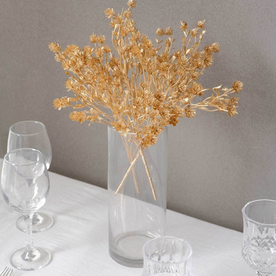 4-Pack Artificial Baby’s Breath Flower Bouquet Metallic Gold for Event Decor & Centerpieces 13’’ - Decorations