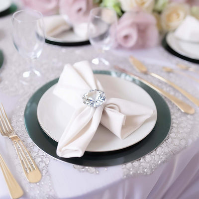 4 Pack Big Crystal Diamond Metal Napkin Holders Bling Rhinestone Napkin Rings - 2.5’’ - Napkins