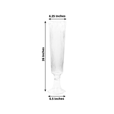 4-Pack Glass Trumpet Vases Ribbed Design Clear - Durable Flower Centerpieces for Events 26’’ - Centerpieces