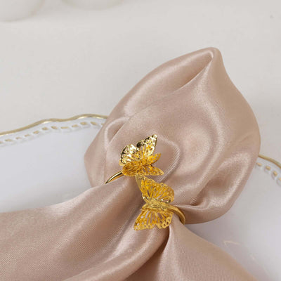4 Pack Gold Laser Cut Butterfly Metal Napkin Holder Dining Table Decor Spiral Wedding Napkin Rings - 2’’ - Napkins
