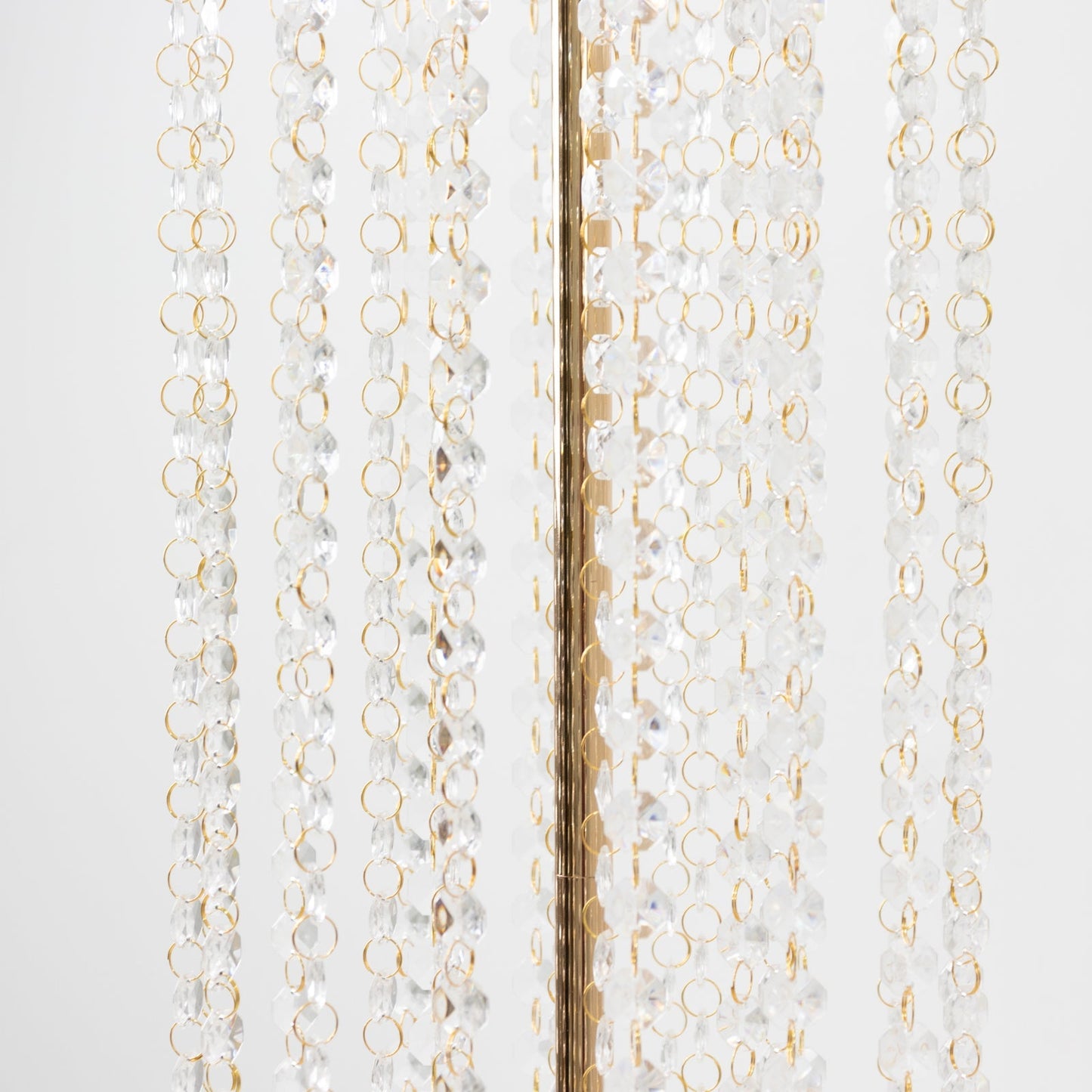 4-Pack Gold Metal Flower Stand Vases with Hanging Crystal Beads â€“ 32’’ Tall Decorative Column Centerpieces for Events