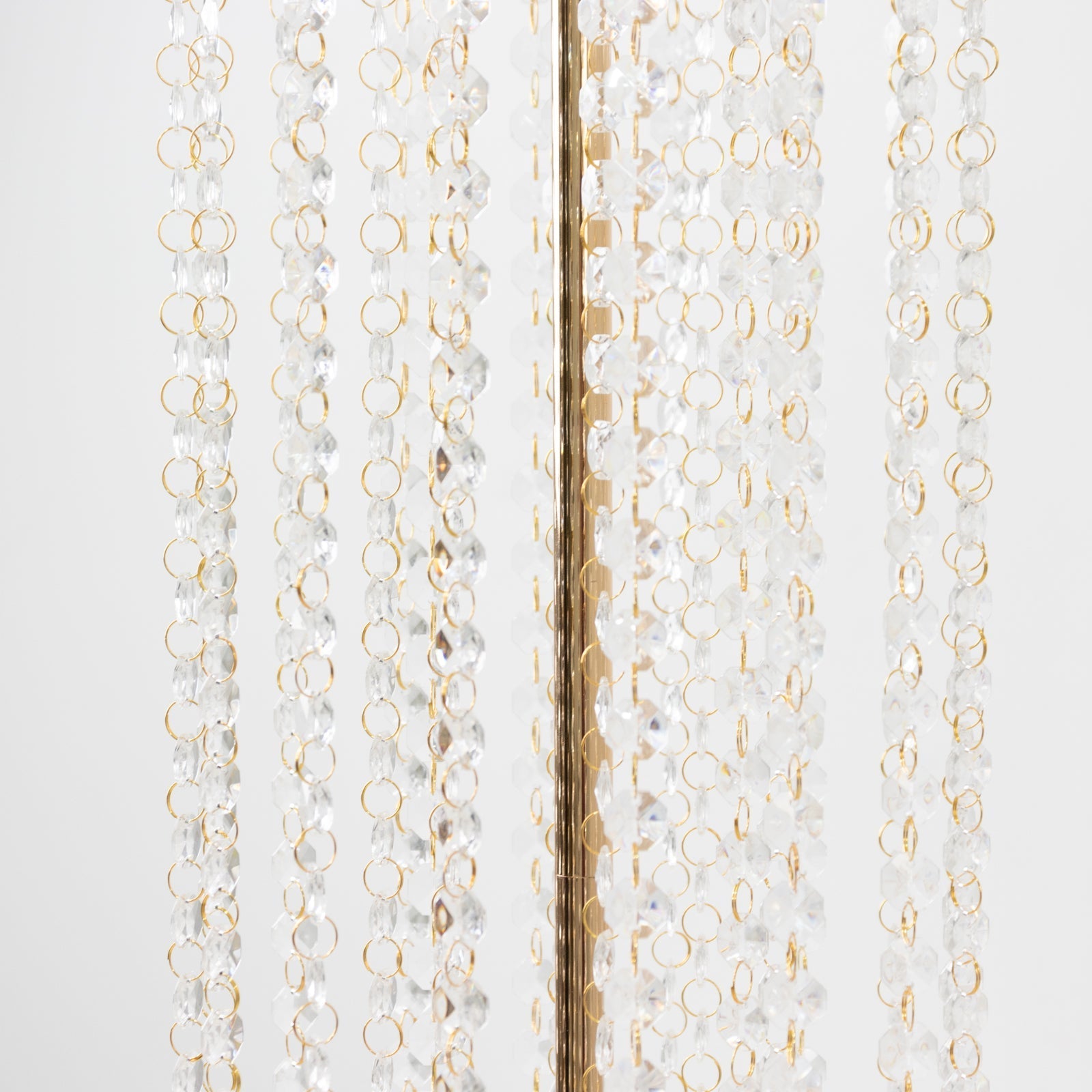 4-Pack Gold Metal Flower Stand Vases with Hanging Crystal Beads â€“ 32’’ Tall Decorative Column Centerpieces for Events