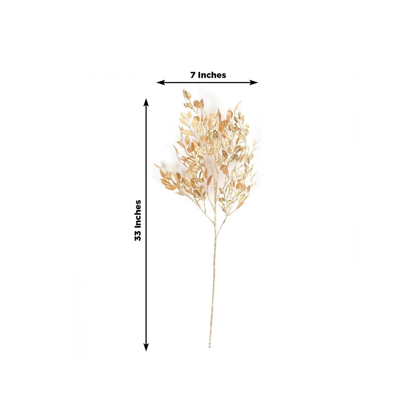 4 Pack Gold Metallic Artificial Leaf Sprays 33â€ â€“ Italian Ruscus Branches Plastic Greenery for Decorative