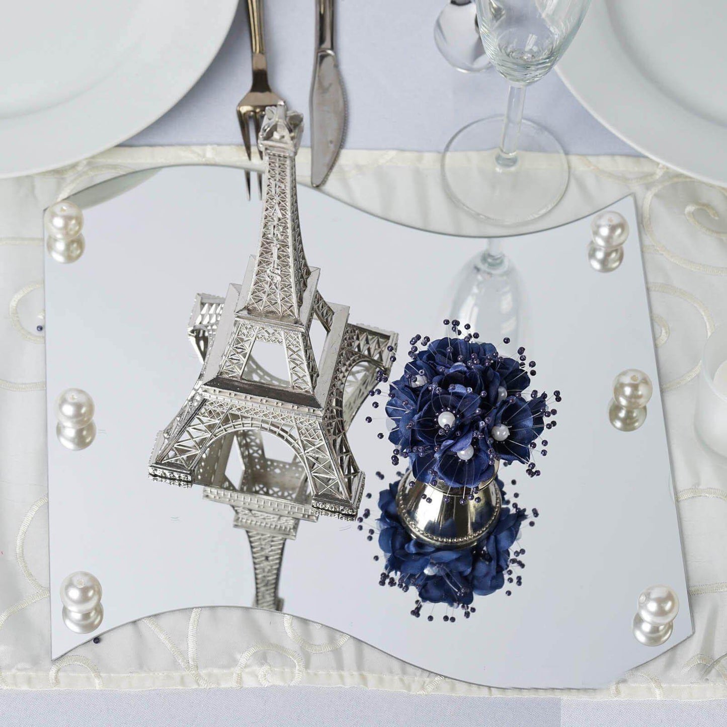 4-Pack Hanging Wall Decor Wave Glass Mirror Table Centerpiece - Reflective Decorative Display 12"