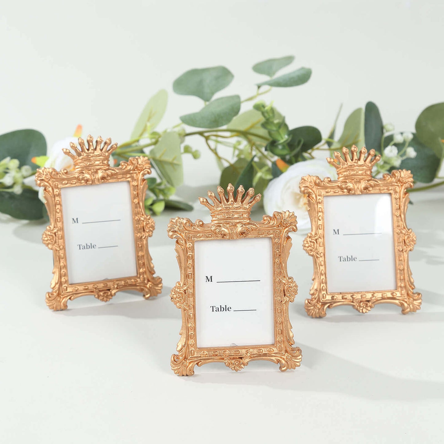 4-Pack Picture Frames Gold Resin Vintage Crown Design Rectangle - Mini Photo Frame Wedding Place Card Holders & Party Favors 4.5"x3"