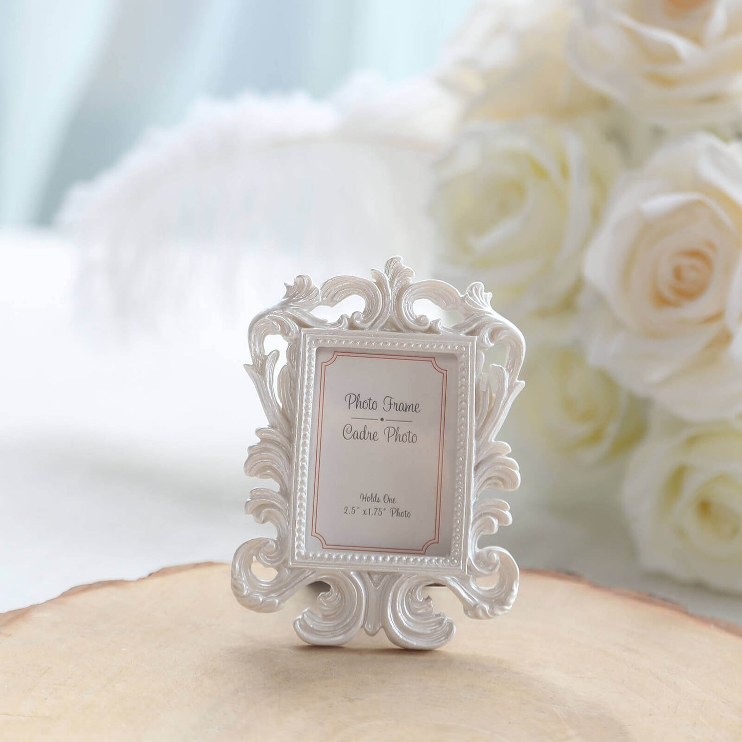 4-Pack Picture Frames White Resin Vintage Baroque Design Rectangle - Mini Photo Frame Wedding Place Card Holders & Party Favors 4"x3"