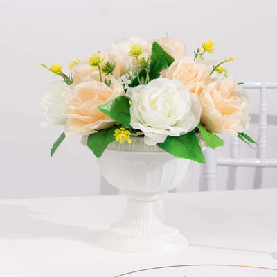 4-Pack Plastic Flower Pot Vases Roman Style White - Classic Floral Urn Planter Table Centerpieces 6’’ - Vases