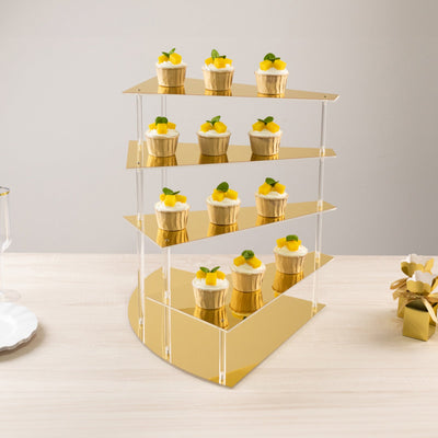 4-Tier Acrylic Cupcake Display Stand Gold Spiral Stairway Design - Stylish Reusable Multi Level Serving Tray Organizer
