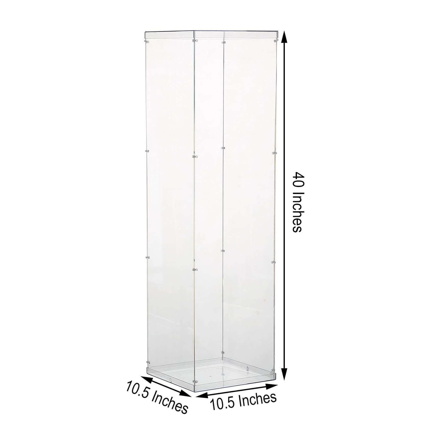 40" Floor Standing Clear Acrylic Display Box, Transparent Pedestal Riser with Interchangeable Lid and Base