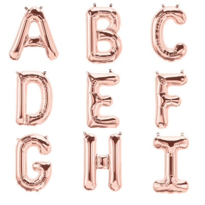 35" Rose Gold Letter and Number Balloons, Metallic Mylar Foil Helium Air Balloons
