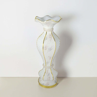 40" Shimmering Gold Glittered Marble Design Flower Pot Vase With Pearls and Mirror Mosaic Embellishment