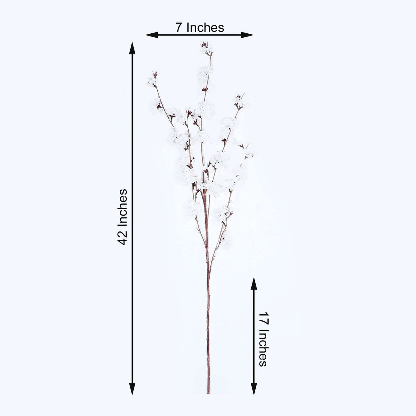 2 Branches 42" Tall White Artificial Silk Carnation Flower Stems