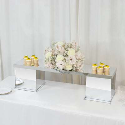 46’’x12’’ Silver Acrylic Table Top Bridge for Rectangular Pillar Pedestal Stands 4mm Thick Mirror Finish Plexiglass
