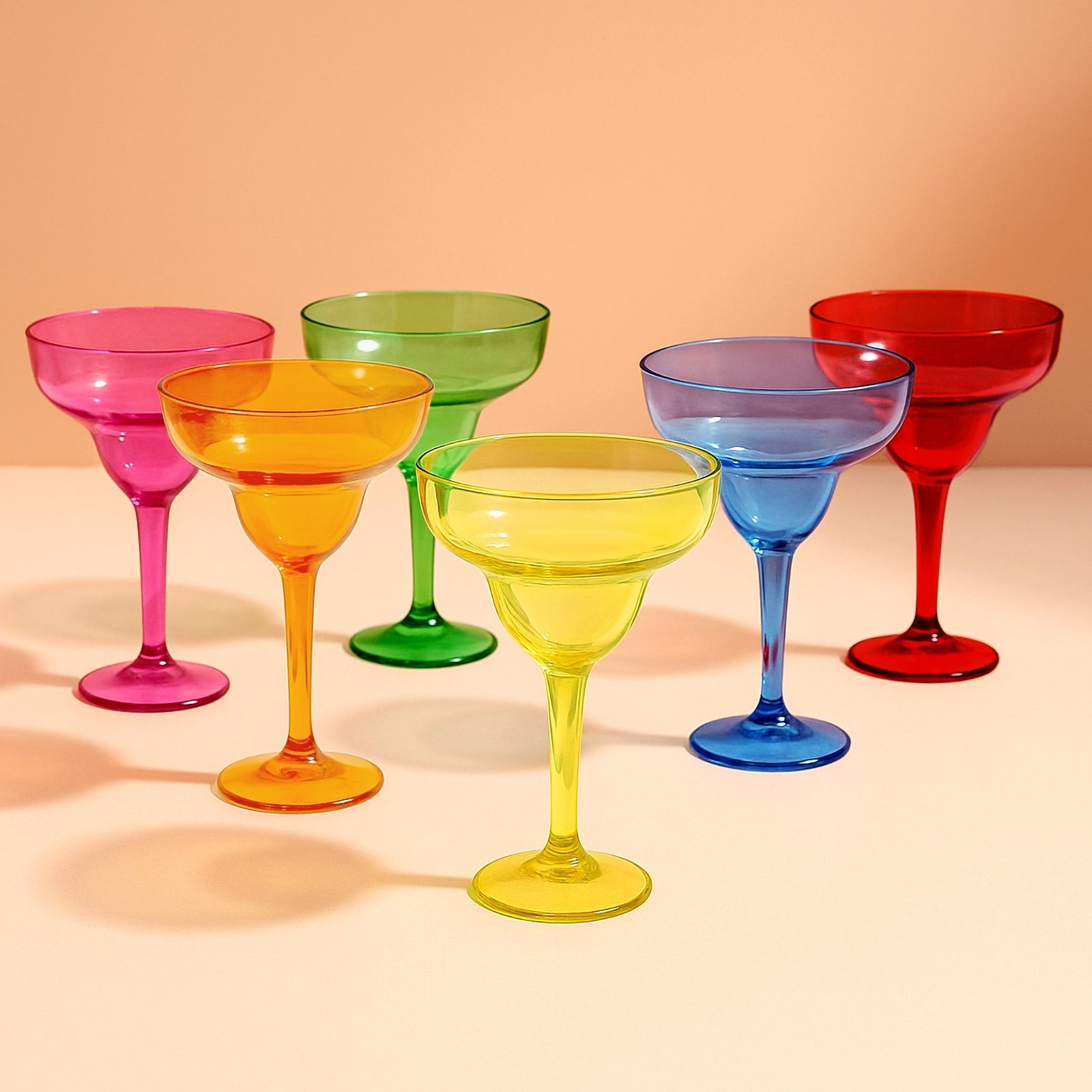 48-Pack 12oz Plastic Margarita Glasses - Assorted Colors Reusable Cocktail Cups for Parties Fiesta & Frozen Drinks