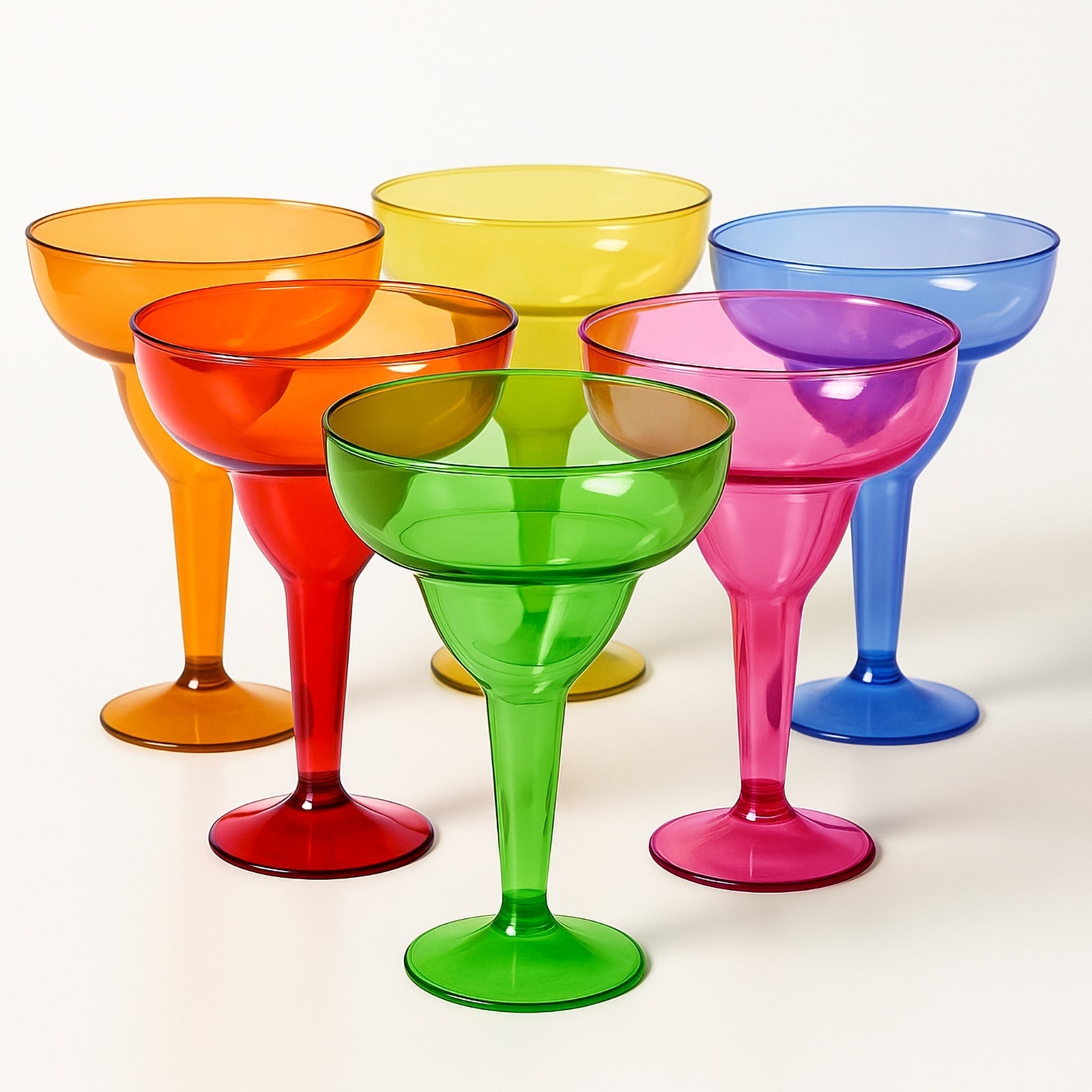 48-Pack 12oz Plastic Margarita Glasses - Assorted Colors Reusable Cocktail Cups for Parties Fiesta & Frozen Drinks