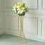 48" Tall Gold Metal Wire Hourglass Flower Frame Stand, Open Frame Reversible Trumpet Centerpiece Stand