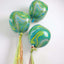 3 Pack 13" Green Gold Marble Orbz Foil Balloons, 4D Sphere Mylar Balloons