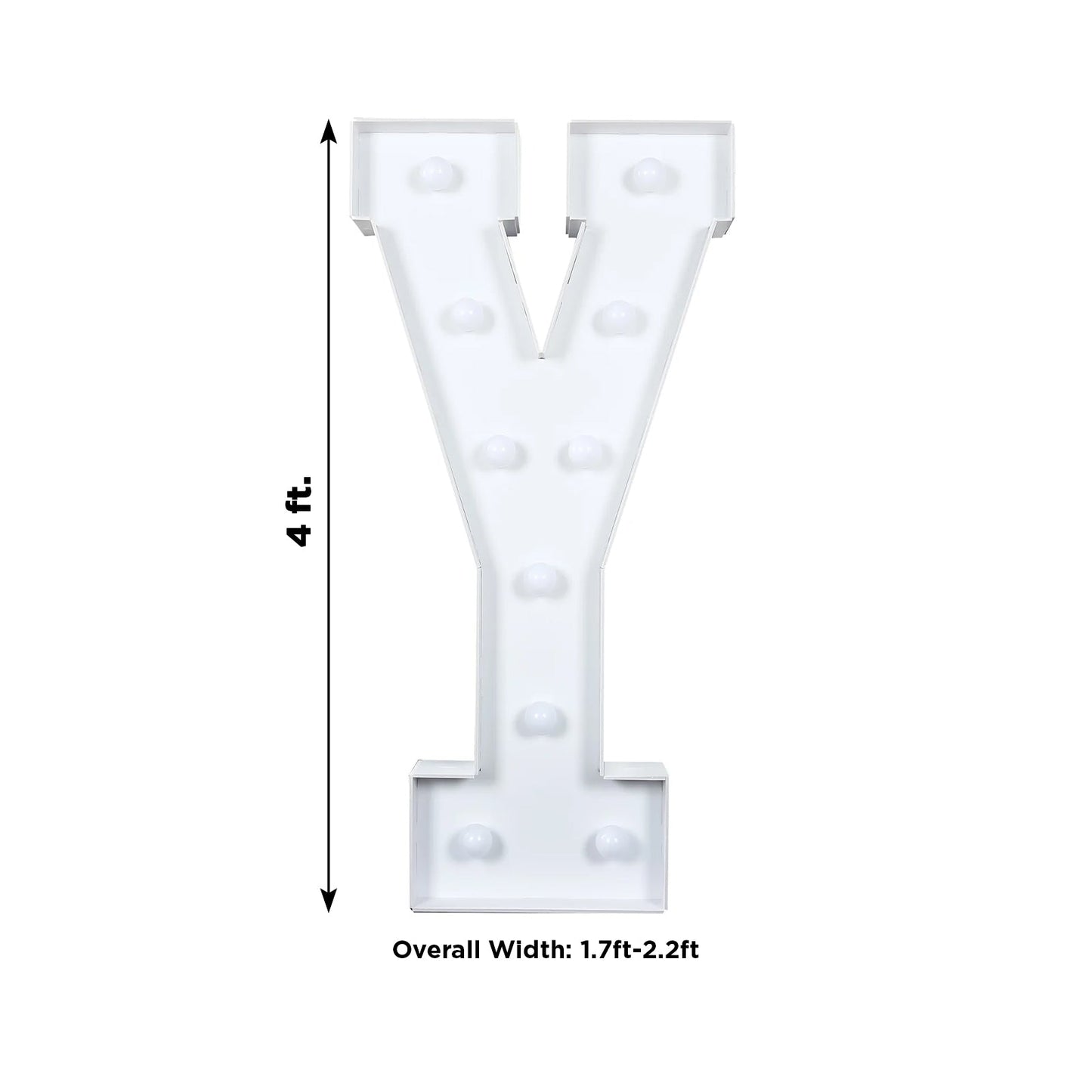 Giant LED Marquee Light Up Letter "Y", White 4ft Pre-Cut Foam Board with 10 Warm White Battery Operated LEDs, Glue Gun and Sticks