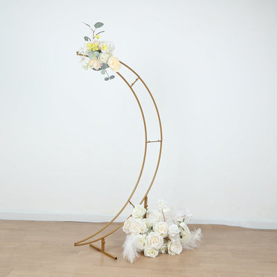 4ft Gold Metal Half Crescent Moon Wedding Arbor Frame Table Top Centerpiece Curved Design Arch Flower Balloon Stand