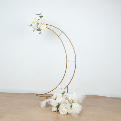 4ft Gold Metal Half Crescent Moon Wedding Arbor Frame Table Top Centerpiece Curved Design Arch Flower Balloon Stand