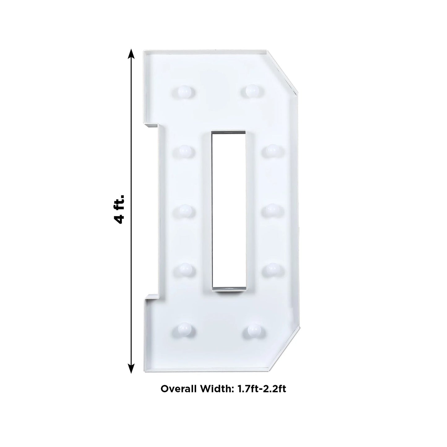 Giant LED Marquee Light Up Letter "D", White 4ft Pre-Cut Foam Board with 10 Warm White Battery Operated LEDs, Glue Gun and Sticks