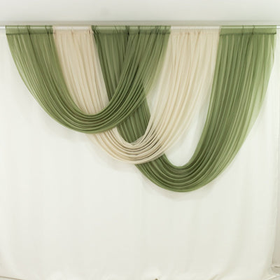 4ft x 4ft Sheer Chiffon Backdrop Valance Drapes â€“ Beige Curved Swag Topper Panel - Backdrops