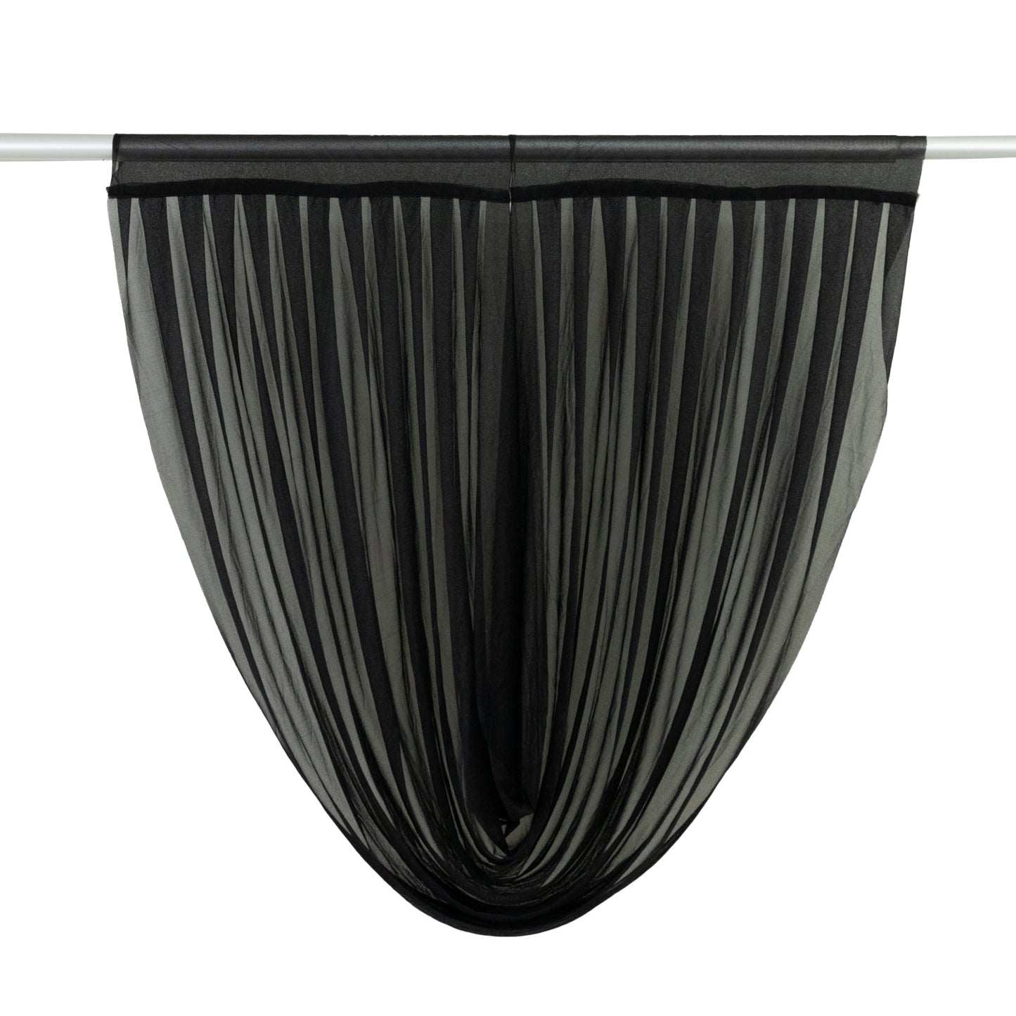 4ft x 4ft Sheer Chiffon Backdrop Valance Drapes â€“ Black Curved Swag Topper Panel - Backdrops