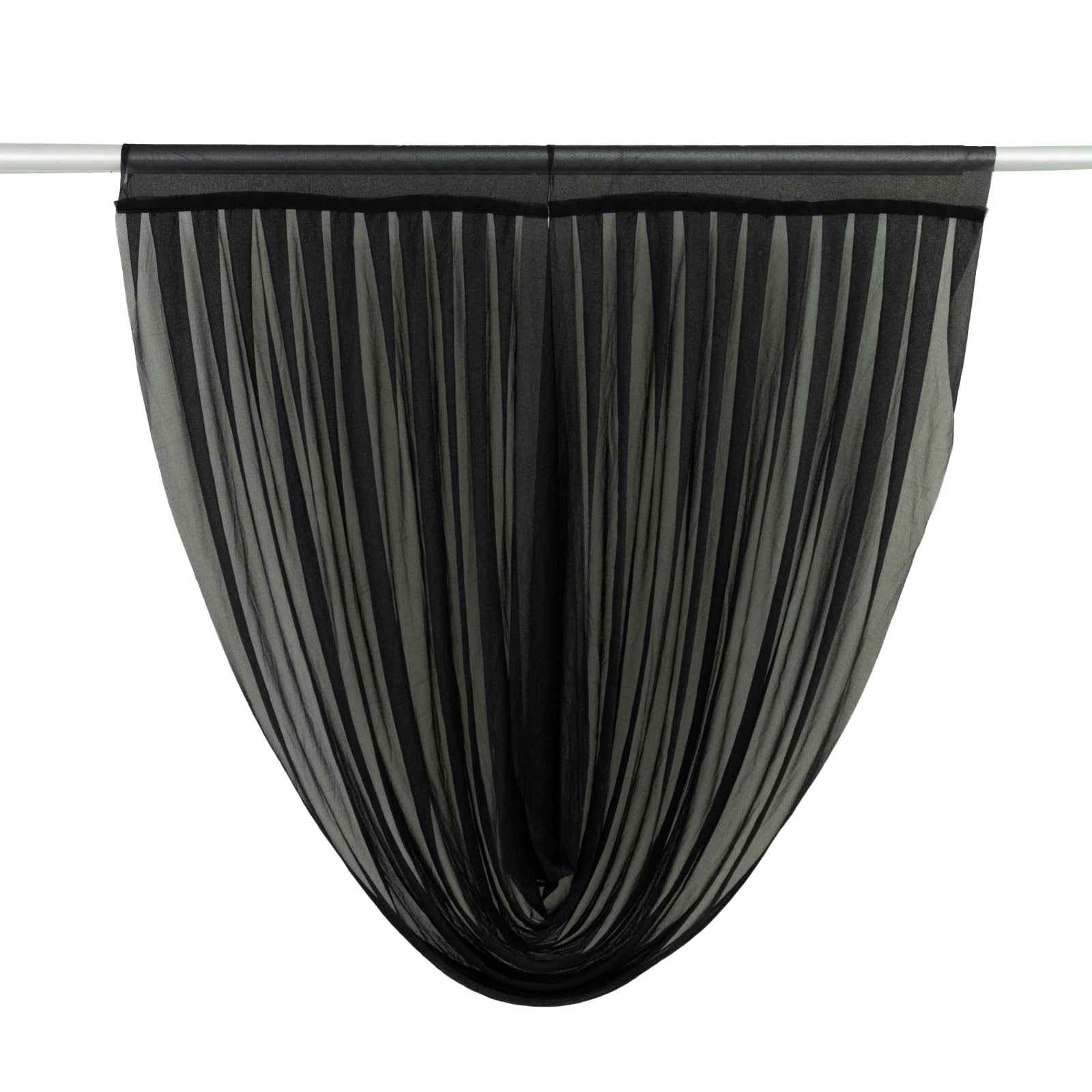 4ft x 4ft Sheer Chiffon Backdrop Valance Drapes â€“ Black Curved Swag Topper Panel - Backdrops