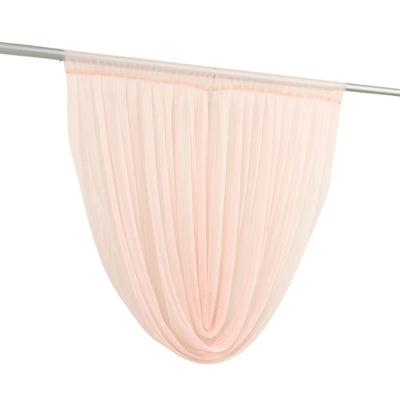 4ft x 4ft Sheer Chiffon Backdrop Valance Drapes â€“ Blush Curved Swag Topper Panel - Backdrops