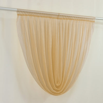 4ft x 4ft Sheer Chiffon Backdrop Valance Drapes â€“ Champagne Curved Swag Topper Panel - Backdrops