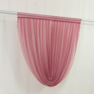 4ft x 4ft Sheer Chiffon Backdrop Valance Drapes â€“ Mauve Cinnamon Rose Curved Swag Topper Panel - Backdrops