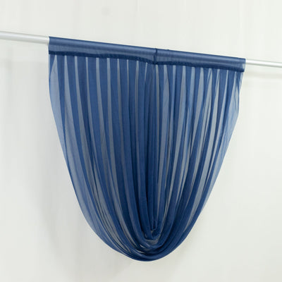 4ft x 4ft Sheer Chiffon Backdrop Valance Drapes â€“ Navy Blue Curved Swag Topper Panel - Backdrops