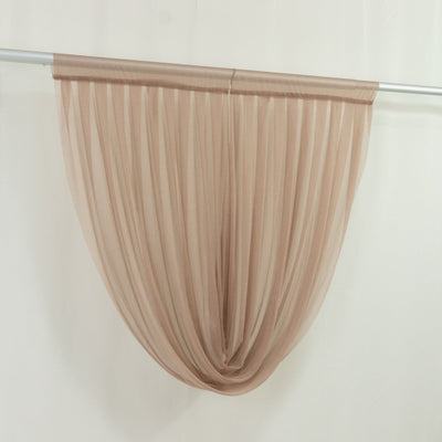 4ft x 4ft Sheer Chiffon Backdrop Valance Drapes â€“ Taupe Curved Swag Topper Panel - Backdrops