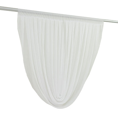 4ft x 4ft Sheer Chiffon Backdrop Valance Drapes â€“ White Curved Swag Topper Panel - Backdrops