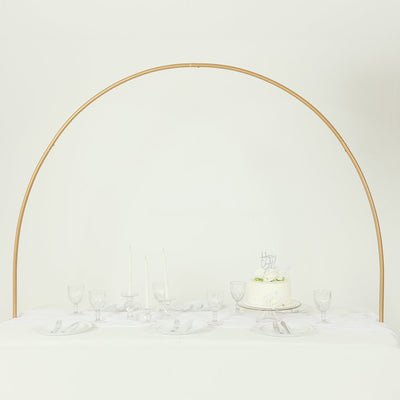 4ftx6ft Gold Metal Over-The-Table Rod Stand with Clamps Round Top Balloon Arch Flower Stand for Wedding and Party