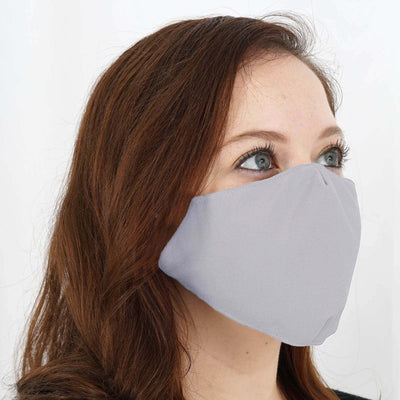 5 Pack 2 Ply Silver Ultra Soft 100% Organic Cotton Face Masks, Reusable Fabric Masks With Soft Ear Loops